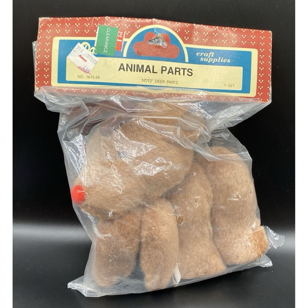 Vintage NOS Craft Animal Parts Darice Craft Supply Plush Deer 10"/12" Sealed